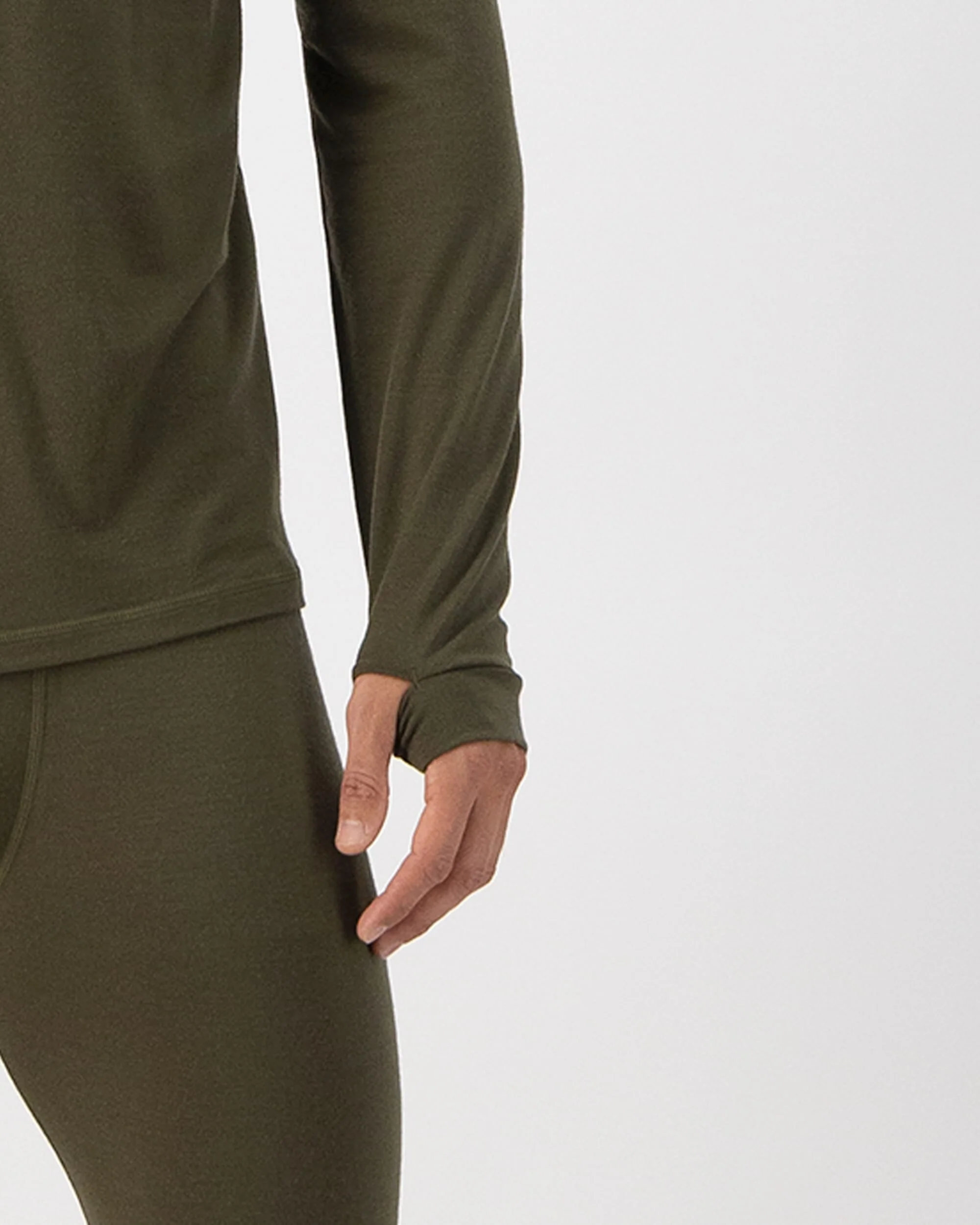 Cascade Merino Base Layer Long Sleeve - Dark Olive | Men's Long Sleeve Top - Image 3