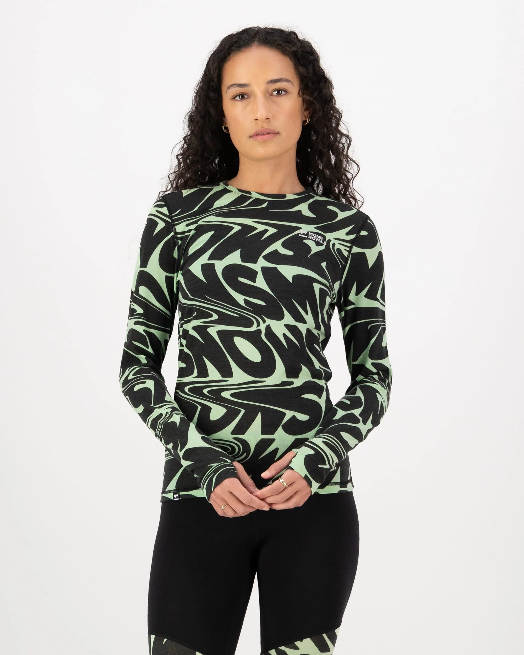 Cascade Merino Base Layer Long Sleeve - Signal Lost Matcha | Women's Long Sleeve Top