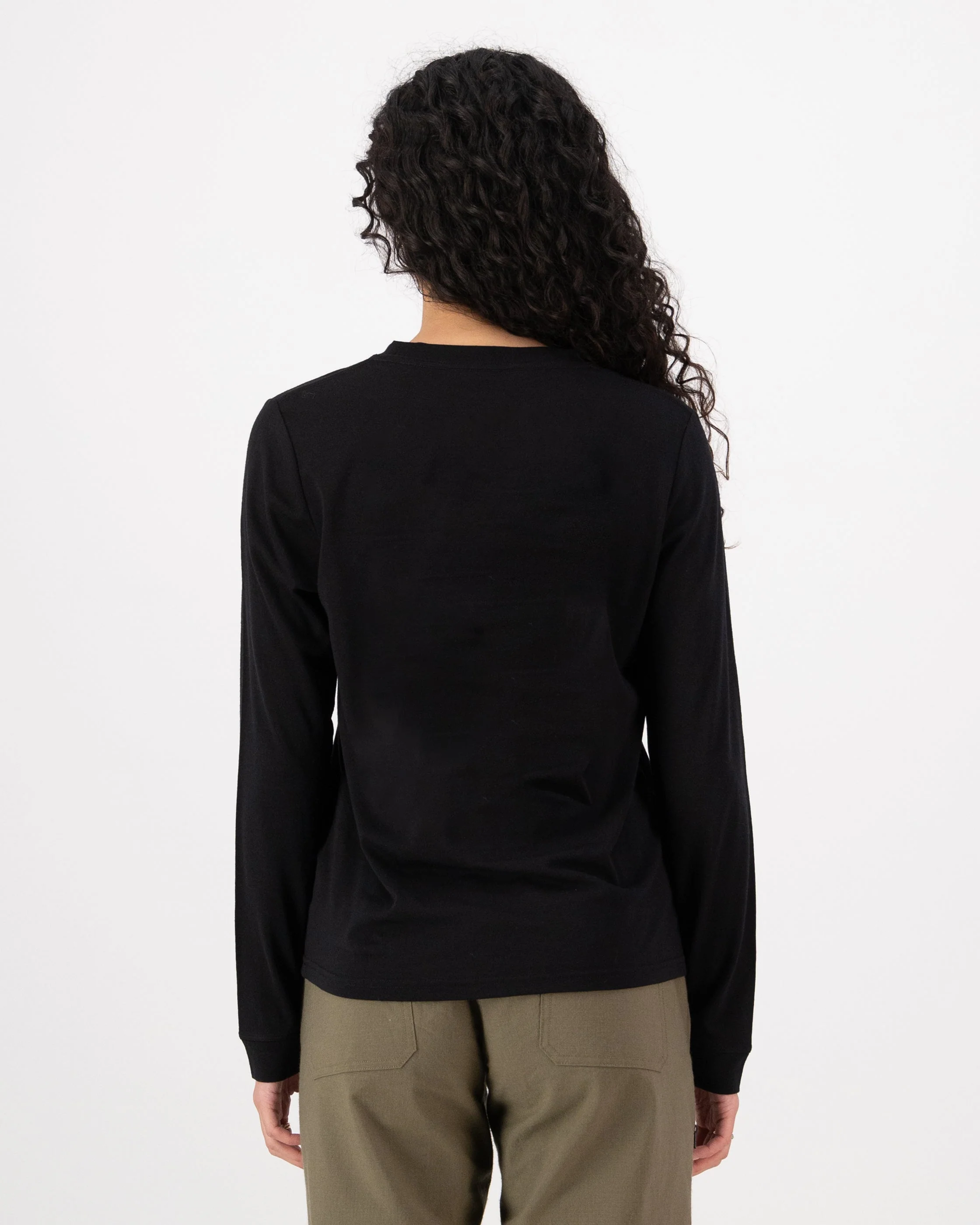 Icon Merino Long Sleeve - Black | Women's Long Sleeve Top - Image 2