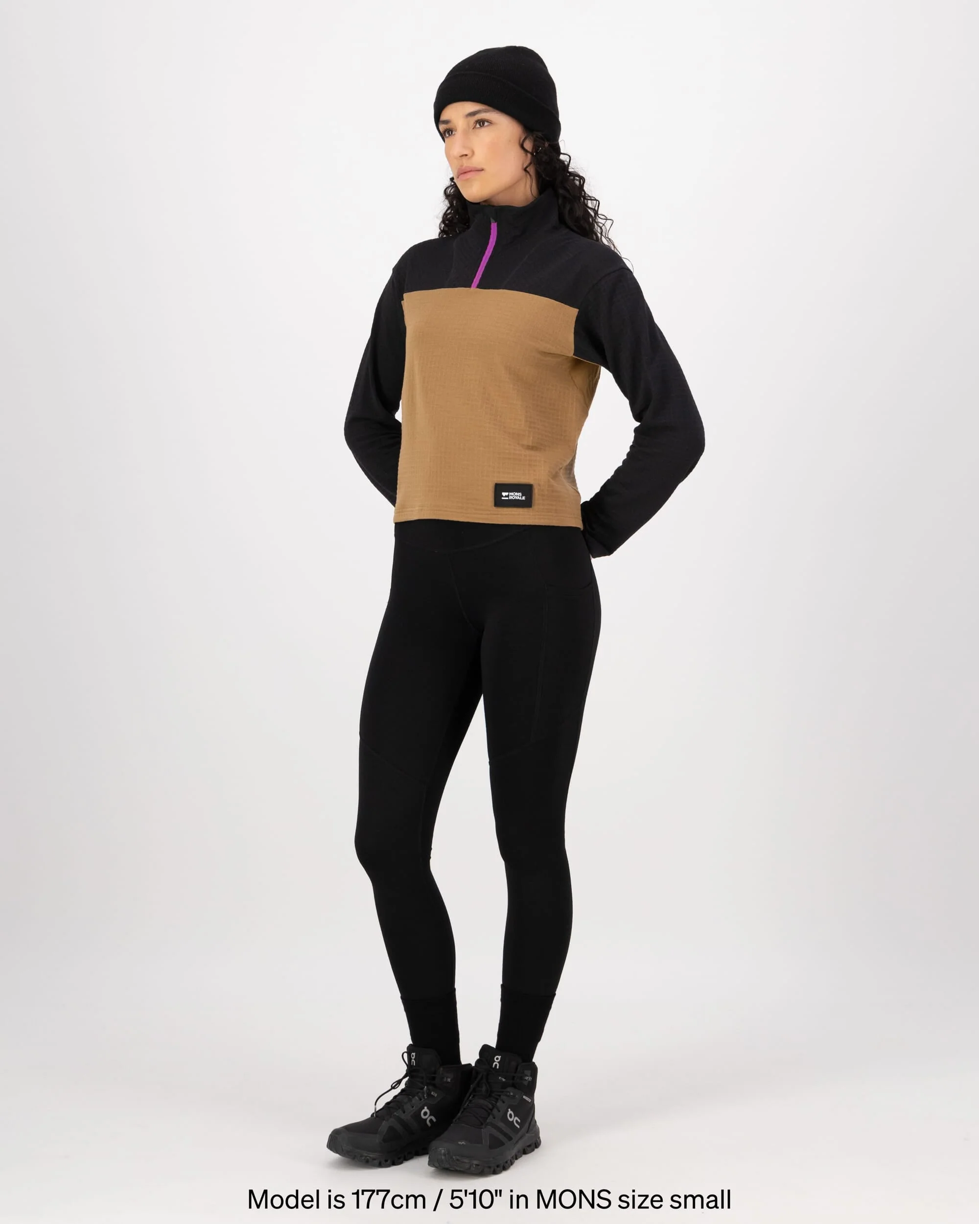Offgrid Merino Fleece Long Sleeve - Black / Toffee | Women's Mid Layer - Image 5